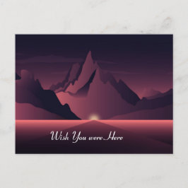 Cartão Postal Ilustração do pôr do sol da montanha