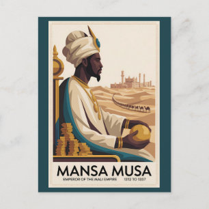 Cartão Postal Ilustração do Rei Africano do Império Mali Mansa M