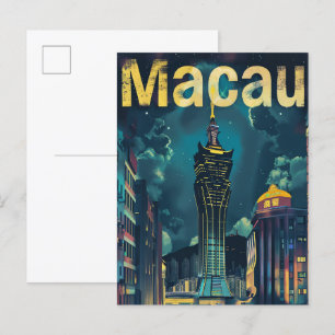 Cartão Postal Ilustração do Retro-Viagem da China em Macau