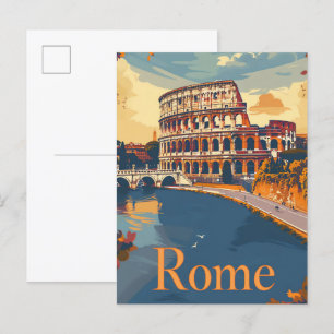 Cartão Postal Ilustração do Retro-Viagem da Itália de Roma