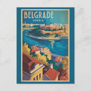 Cartão Postal Ilustração do Rio Belgrado Sérvia Arte de Viagem