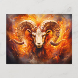 Cartão Postal Ilustração do Signo Zodiacal de Áries