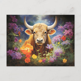 Cartão Postal Ilustração do Signo Zodíaco Touro