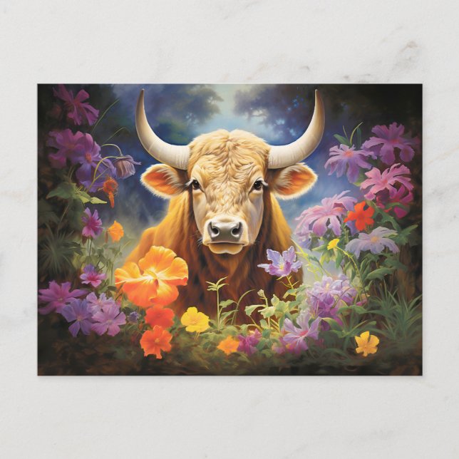 Cartão Postal Ilustração do símbolo Taurus Zodiac (Frente)