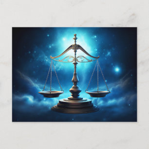 Cartão Postal Ilustração do Símbolo Zodíaco Libra