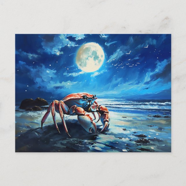 Cartão Postal Ilustração do Sinal Zodiac do Cancer (Frente)