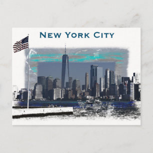 Cartão Postal Ilustração do Skyline Nova Iorque