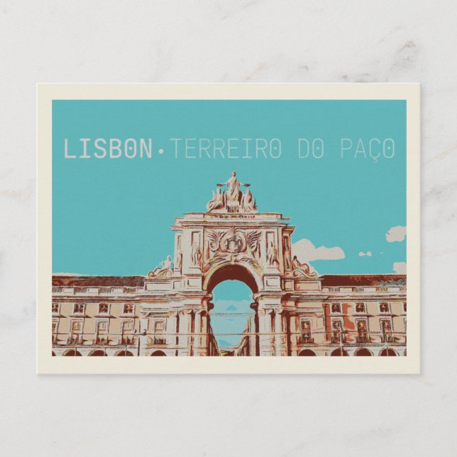 Cartão Postal Ilustração do Terreiro do Paço, Lisboa, Portugal (Frente)