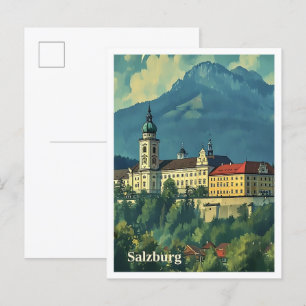 Cartão Postal Ilustração do Viagem artístico austríaco de Salzbu