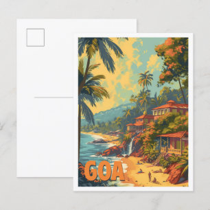 Cartão Postal Ilustração do Viagem artístico da Índia em Goa Bea