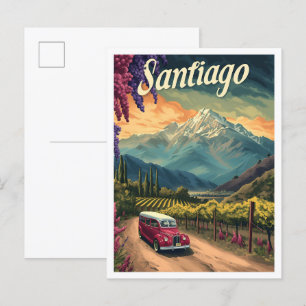 Cartão Postal Ilustração do Viagem artístico de Santiago Chile