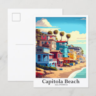 Cartão Postal Ilustração do Viagem da Capitola Beach California