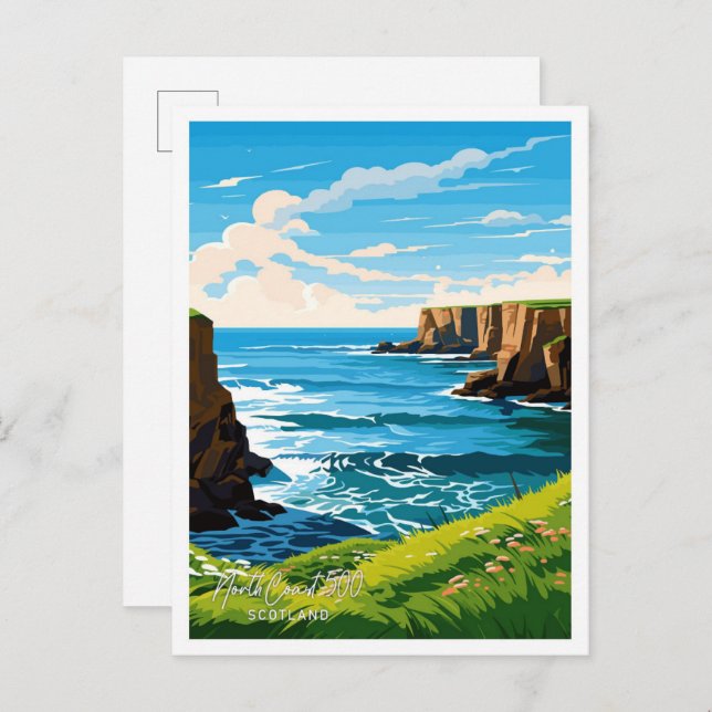 Cartão Postal Ilustração do Viagem da Costa do Norte 500 Escócia (Frente/Verso)