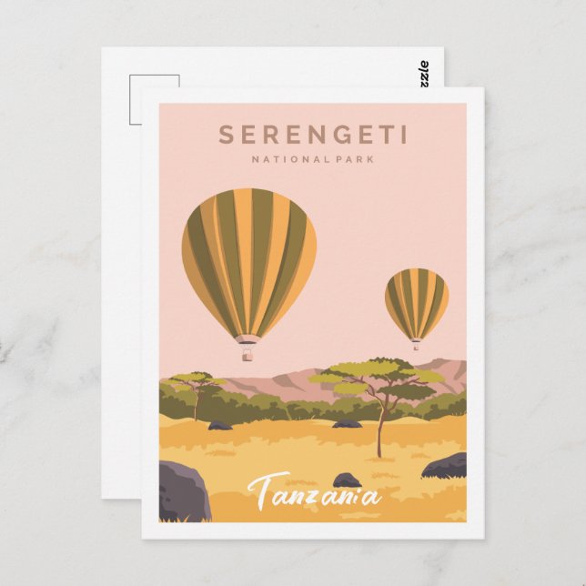 Cartão Postal Ilustração do Viagem da Serengeti Tanzânia (Frente/Verso)