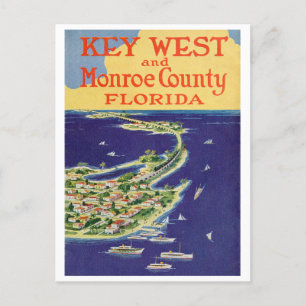 Cartão Postal Ilustração do Viagem da Vintage Key West Florida