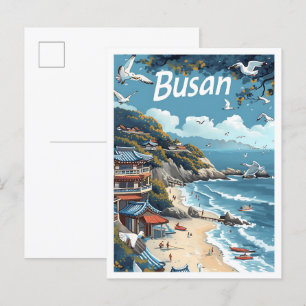 Cartão Postal Ilustração do Viagem de Arte de Busan na Coreia do