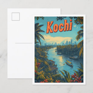 Cartão Postal Ilustração do Viagem de Arte de Kochi Kerala India