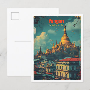 Cartão Postal Ilustração do Viagem de Arte Imagem de Yangon Myan