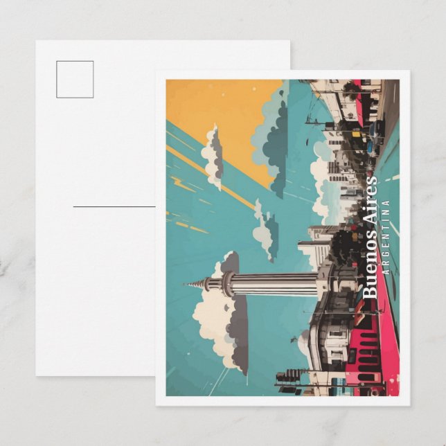 Cartão Postal Ilustração do Viagem de Arte Pop da Argentina em B (Frente/Verso)