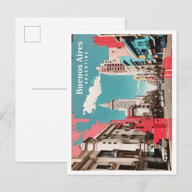 Cartão Postal Ilustração do Viagem de Arte Pop da Argentina em B (Frente/Verso)