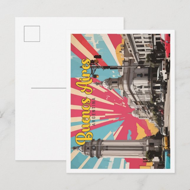 Cartão Postal Ilustração do Viagem de Arte Pop da Argentina em B (Frente/Verso)
