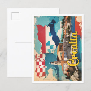 Cartão Postal Ilustração do Viagem de Arte Pop da Croácia