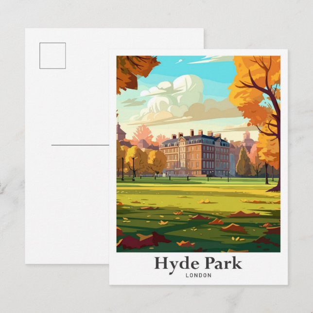 Cartão Postal Ilustração do Viagem de Hyde Park London (Frente/Verso)