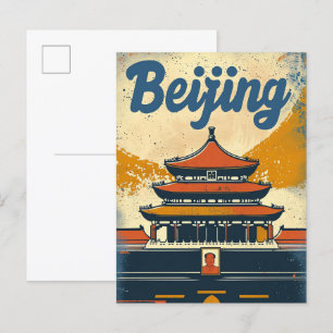 Cartão Postal Ilustração do Viagem de Retrô de Beijing China Vin