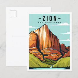 Cartão Postal Ilustração do Viagem de Zion National Park