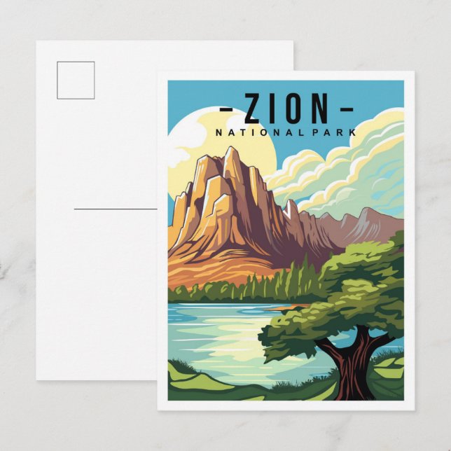 Cartão Postal Ilustração do Viagem de Zion National Park Utah EU (Frente/Verso)