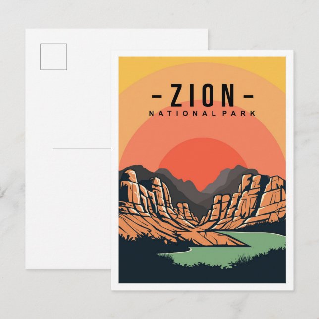 Cartão Postal Ilustração do Viagem de Zion National Park Utah EU (Frente/Verso)