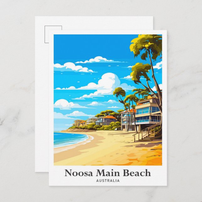 Cartão Postal Ilustração do Viagem Potrait da Austrália de Noosa (Frente/Verso)