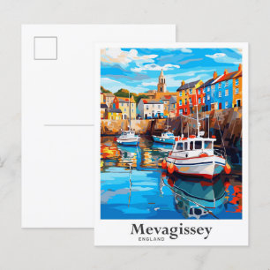 Cartão Postal Ilustração do Viagem Potrait da Mevagissey England