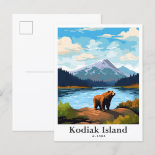 Cartão Postal Ilustração do Viagem Potrait na Ilha de Kodiak