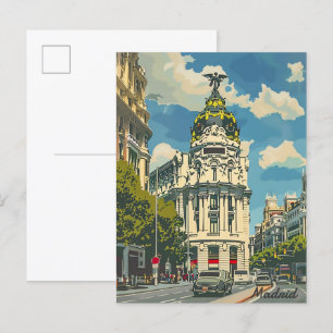 Cartão Postal Ilustração do Viagem Retroativo da Espanha Madrid
