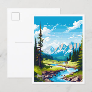Cartão Postal Ilustração do Viagem Vintage no Banff Canada