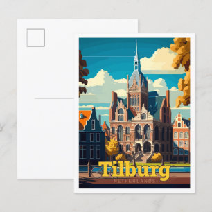 Cartão Postal Ilustração do Viagem Vintage nos Países Baixos de 
