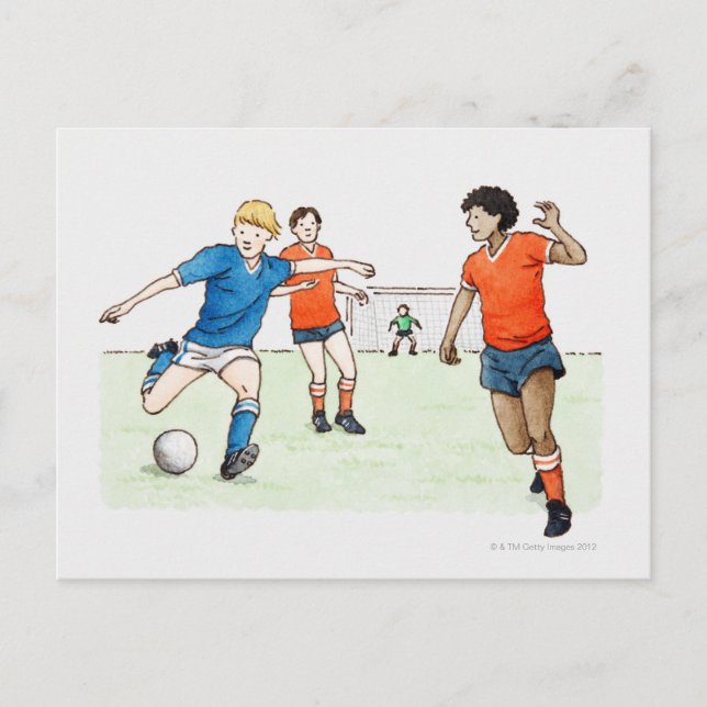 Cartão Postal Ilustração dos jogadores de futebol (Frente)