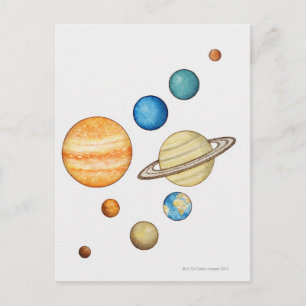 Cartão Postal Ilustração dos planetas do sistema solar
