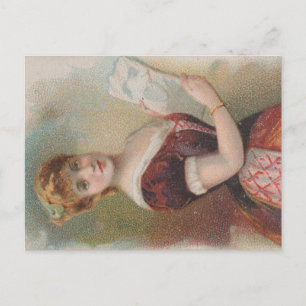 Cartão Postal Ilustração Elegante de Dia dos Namorados Antigo, 1