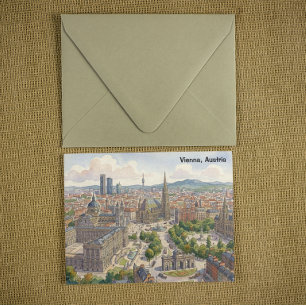 Cartão Postal Ilustração em aquarela da paisagem urbana de Viena