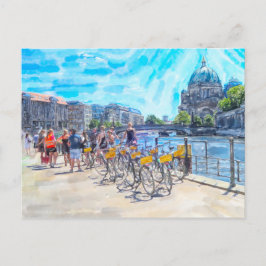 Cartão Postal Ilustração em aquarela de Berlim com a Catedral.