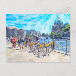 Cartão Postal Ilustração em aquarela de Berlim com a Catedral.
