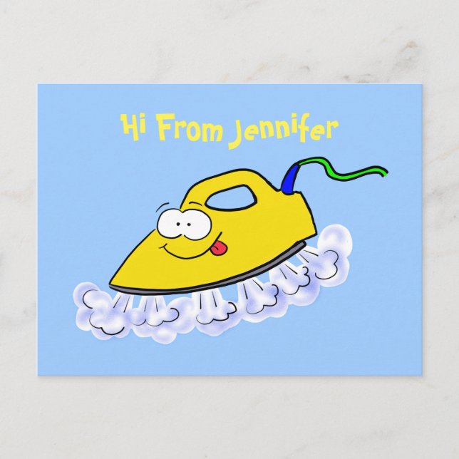 Cartão Postal Ilustração engraçada de ferro de passar desenho an (Frente)