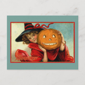 Cartão Postal Ilustração Engraçada de Halloween Vintage
