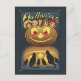 Cartão Postal Ilustração engraçada de Halloween vintage