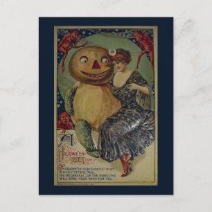 Cartão Postal Ilustração Engraçada do Vintage Halloween