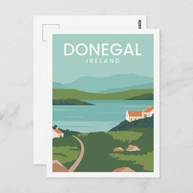 Cartão Postal Ilustração Famosa de Viagem da Irlanda Donegal (Frente/Verso)