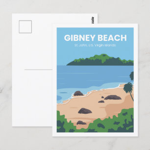 Cartão Postal Ilustração Famosa de Viagem da Praia de Gibney