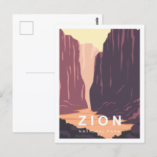 Cartão Postal Ilustração Famosa de Viagem de Local Zion Utah